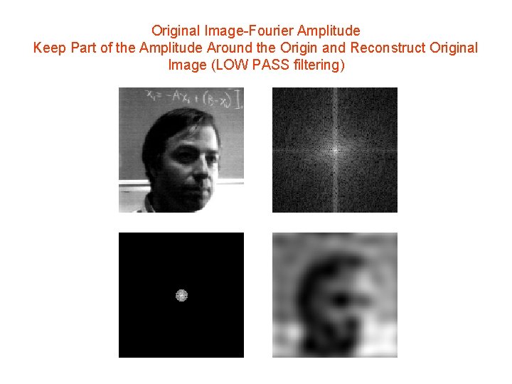 Original Image-Fourier Amplitude Keep Part of the Amplitude Around the Origin and Reconstruct Original