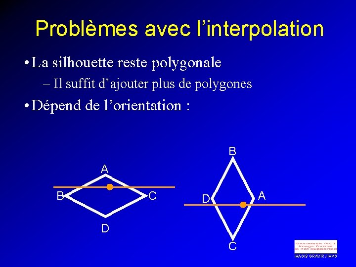 Problèmes avec l’interpolation • La silhouette reste polygonale – Il suffit d’ajouter plus de