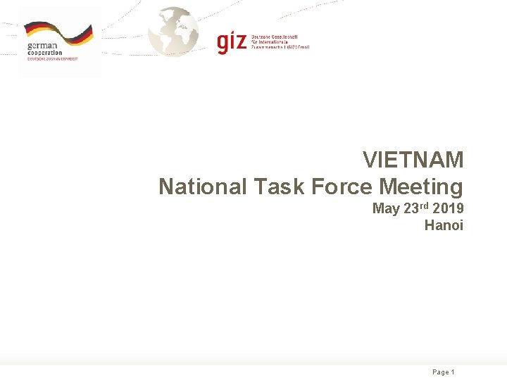 VIETNAM National Task Force Meeting May 23 rd 2019 Hanoi Page 1 