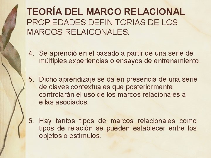 TEORÍA DEL MARCO RELACIONAL PROPIEDADES DEFINITORIAS DE LOS MARCOS RELAICONALES. 4. Se aprendió en TEORÍA DEL MARCO RELACIONAL PROPIEDADES DEFINITORIAS DE LOS MARCOS RELAICONALES. 4. Se aprendió en