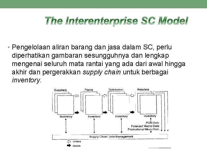 • Pengelolaan aliran barang dan jasa dalam SC, perlu diperhatikan gambaran sesungguhnya dan • Pengelolaan aliran barang dan jasa dalam SC, perlu diperhatikan gambaran sesungguhnya dan