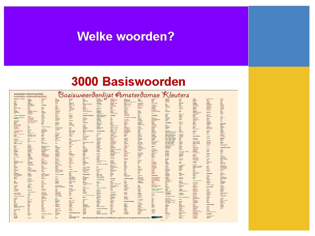 Welke woorden? 3000 Basiswoorden 