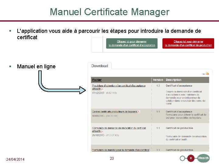 Manuel Certificate Manager § L'application vous aide à parcourir les étapes pour introduire la