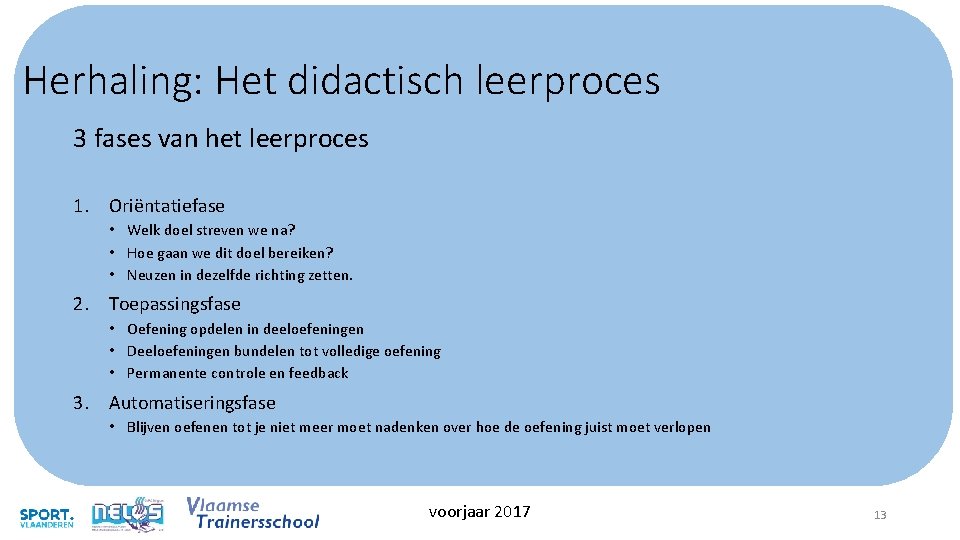 Herhaling: Het didactisch leerproces 3 fases van het leerproces 1. Oriëntatiefase • Welk doel Herhaling: Het didactisch leerproces 3 fases van het leerproces 1. Oriëntatiefase • Welk doel
