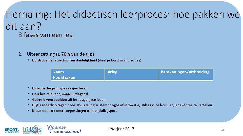 Herhaling: Het didactisch leerproces: hoe pakken we dit aan? 3 fases van een les: Herhaling: Het didactisch leerproces: hoe pakken we dit aan? 3 fases van een les: