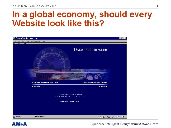 Aaron Marcus and Associates, Inc. 4 In a global economy, should every Website look