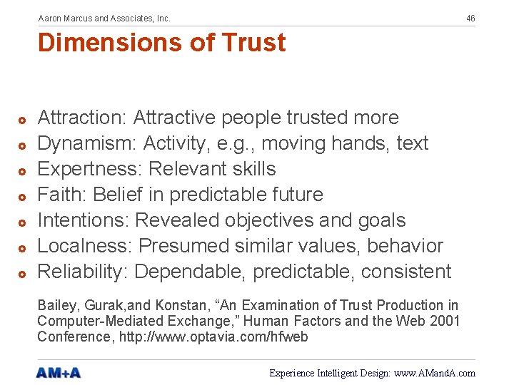 Aaron Marcus and Associates, Inc. 46 Dimensions of Trust £ £ £ £ Attraction: