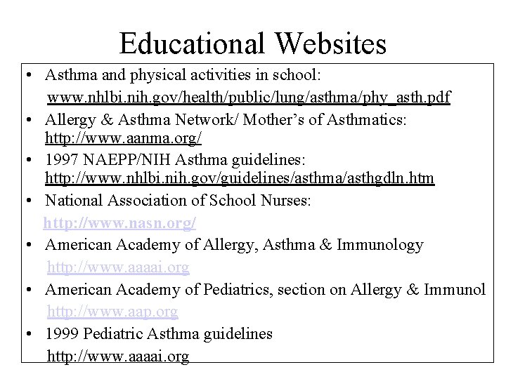 School And Asthma Information For Nurses Who Manage