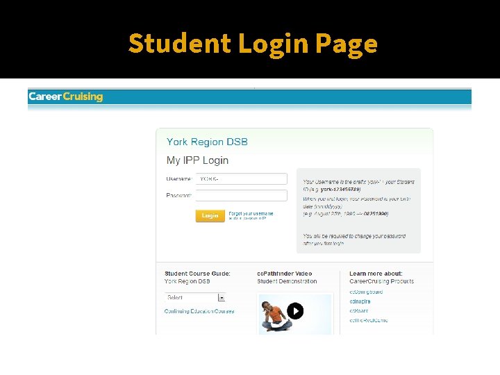 Student Login Page 