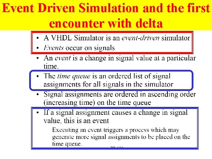 Event Driven Simulation and the first encounter with delta 