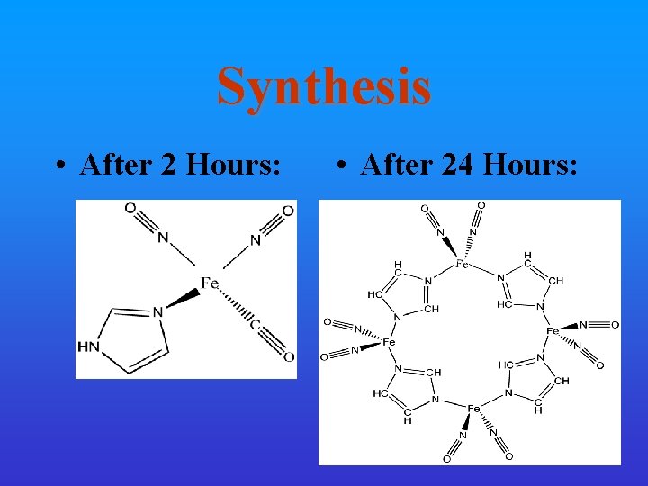 Synthesis • After 2 Hours: • After 24 Hours: 