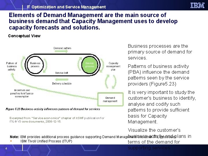 IT Optimization and Service Management Elements of Demand Management are the main source of