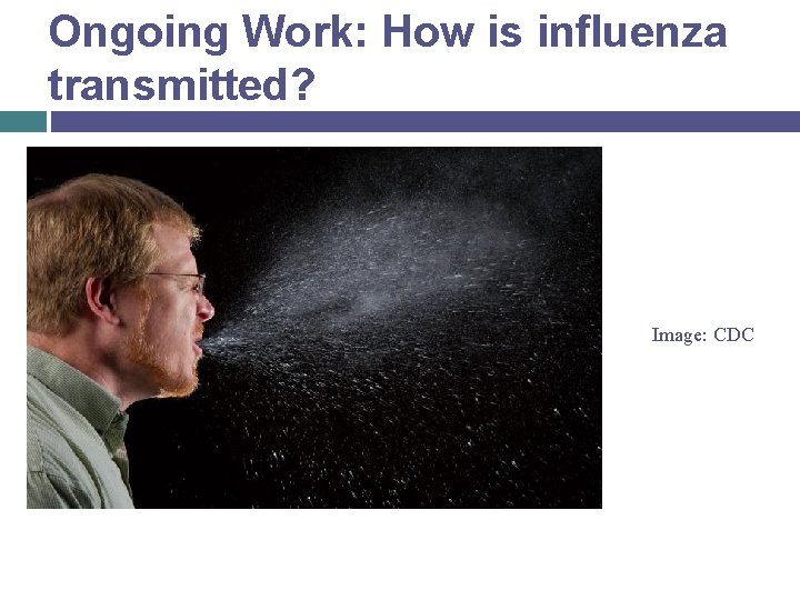 Ongoing Work: How is influenza transmitted? Image: CDC 