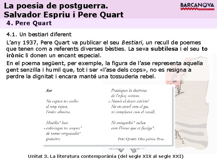 La poesia de postguerra. Salvador Espriu i Pere Quart 4. 1. Un bestiari diferent