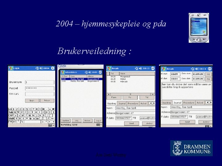 2004 – hjemmesykepleie og pda Brukerveiledning : Åse Sørli Westby 