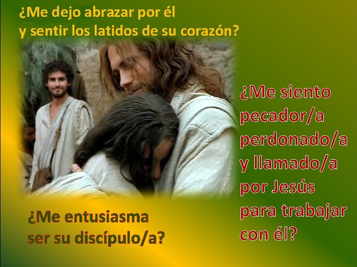 ¿Me dejo abrazar por él y sentir los latidos de su corazón? ¿Me entusiasma