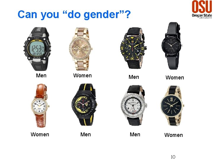 Can you “do gender”? Men Women Men Women 10 