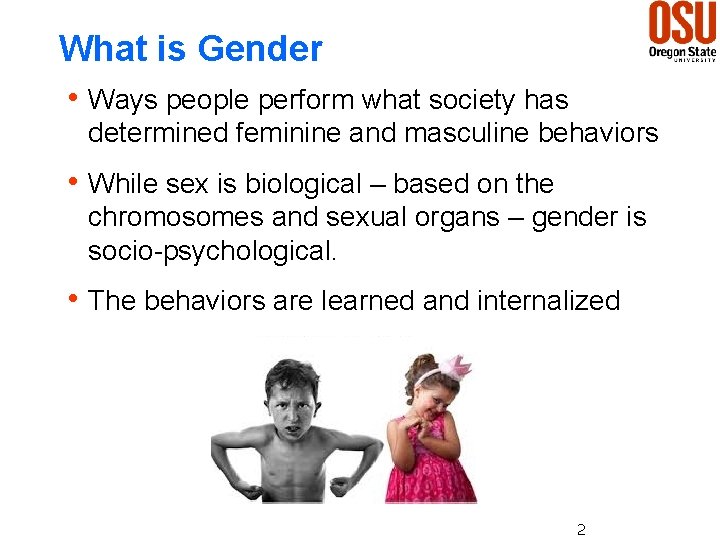 What is Gender h Ways people perform what society has determined feminine and masculine