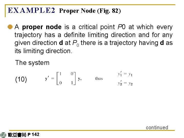 E X A M P L E 2 Proper Node (Fig. 82) A proper