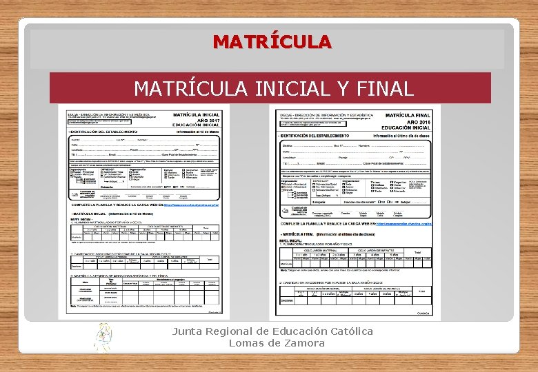MATRÍCULA INICIAL Y FINAL Junta Regional de Educación Católica Lomas de Zamora 