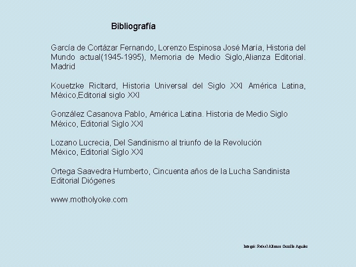 Bibliografía García de Cortázar Fernando, Lorenzo Espinosa José María, Historia del Mundo actual(1945 -1995),