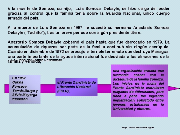 A la muerte de Somoza, su hijo, Luis Somoza Debayle, se hizo cargo del