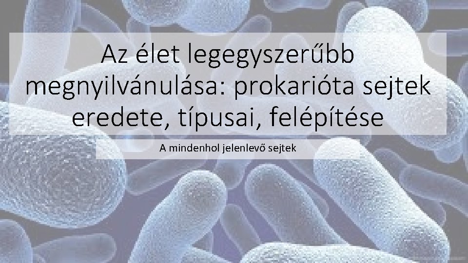 Az élet legegyszerűbb megnyilvánulása: prokarióta sejtek eredete, típusai, felépítése A mindenhol jelenlevő sejtek 