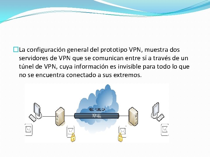 �La configuración general del prototipo VPN, muestra dos servidores de VPN que se comunican