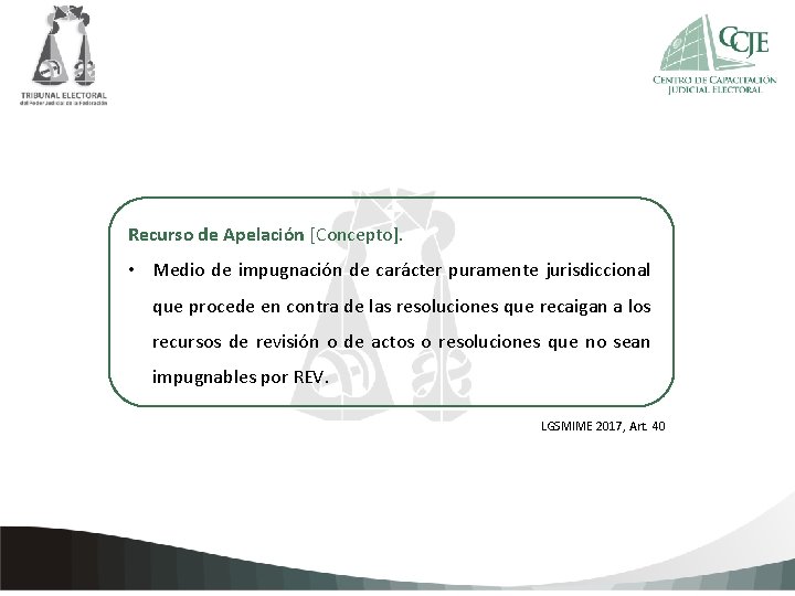 Recurso de Apelación [Concepto]. Haga clic para deagregar texto de la • Medio de