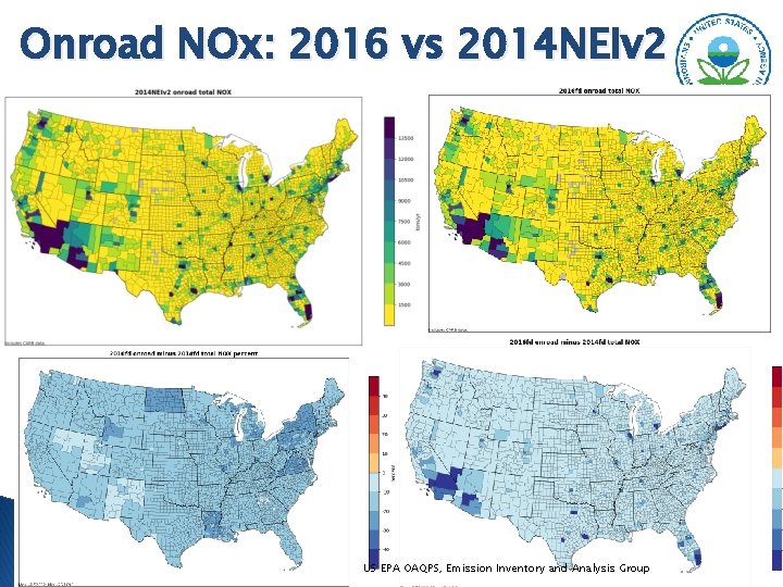 Onroad NOx: 2016 vs 2014 NEIv 2 US EPA OAQPS, Emission Inventory and Analysis