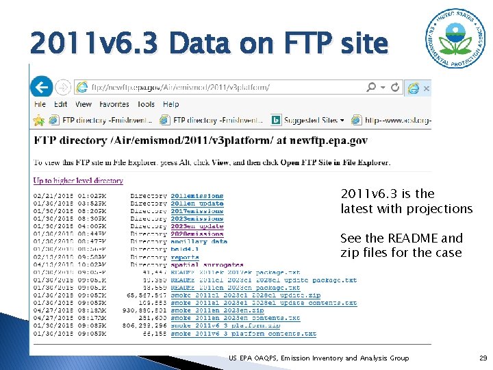 2011 v 6. 3 Data on FTP site 2011 v 6. 3 is the