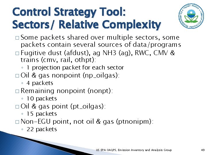 Control Strategy Tool: Sectors/ Relative Complexity � Some packets shared over multiple sectors, some