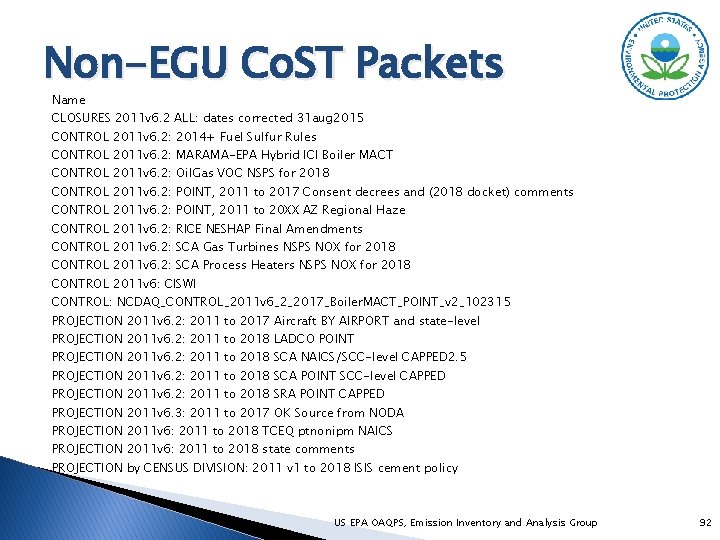 Non-EGU Co. ST Packets Name CLOSURES 2011 v 6. 2 ALL: dates corrected 31