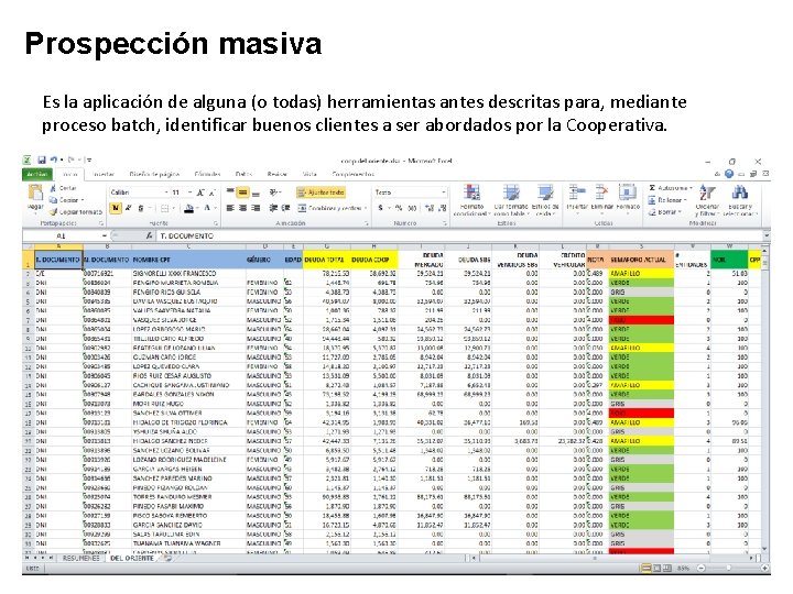 Prospección masiva Es la aplicación de alguna (o todas) herramientas antes descritas para, mediante Prospección masiva Es la aplicación de alguna (o todas) herramientas antes descritas para, mediante