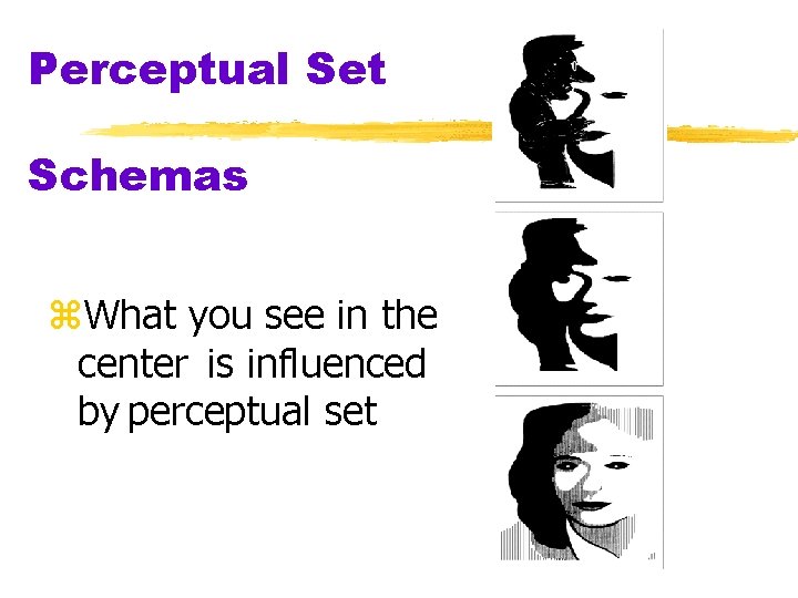 Perceptual Set Schemas z. What you see in the center is influenced by perceptual