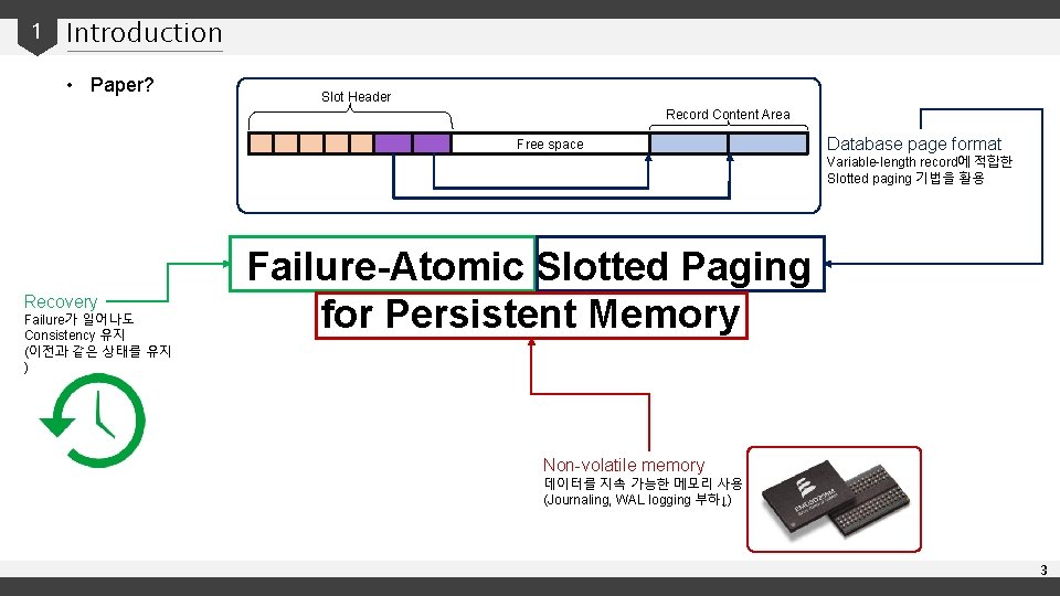 1 Introduction • Paper? Slot Header Record Content Area 1 Recovery Failure가 일어나도 Consistency