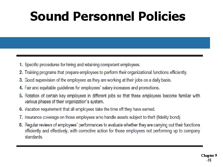 Sound Personnel Policies Chapter 9 -31 Sound Personnel Policies Chapter 9 -31