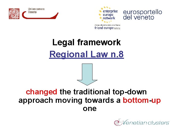 Legal framework Regional Law n. 8 changed the traditional top-down approach moving towards a