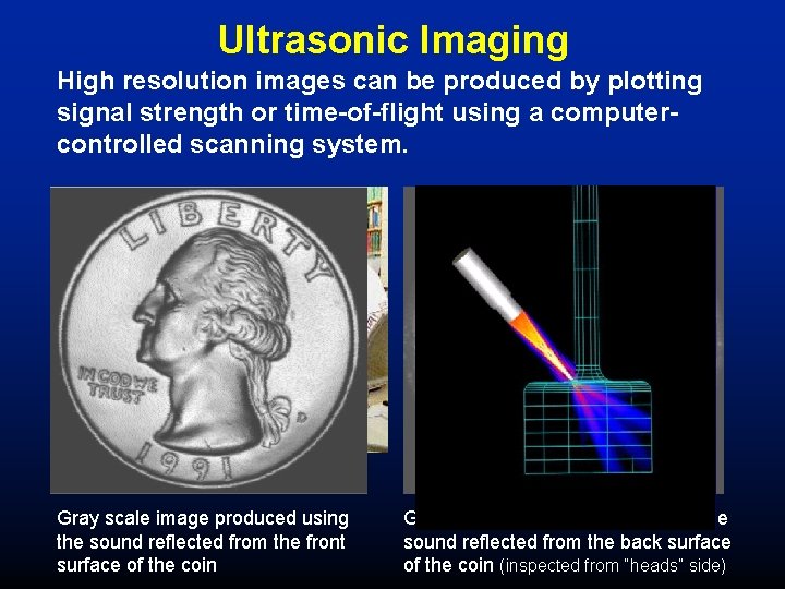 Ultrasonic Imaging High resolution images can be produced by plotting signal strength or time-of-flight