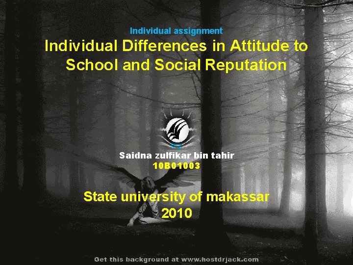 Individual assignment Individual Differences in Attitude to School and Social Reputation By Saidna zulfikar