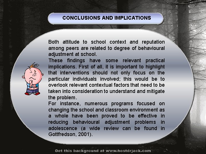 CONCLUSIONS AND IMPLICATIONS Both attitude to school context and reputation among peers are related