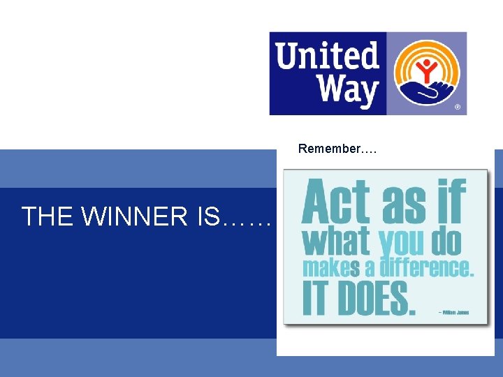 Remember…. THE WINNER IS…… 