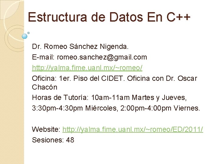 Estructura de Datos En C Dr Romeo Snchez