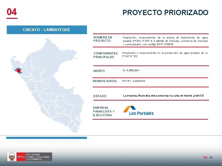 04 PROYECTO PRIORIZADO CHICAYO – LAMBAYEQUE NOMBRE DE PROYECTO Ampliación, mejoramiento de la planta