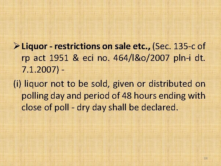 Ø Liquor - restrictions on sale etc. , (Sec. 135 -c of rp act