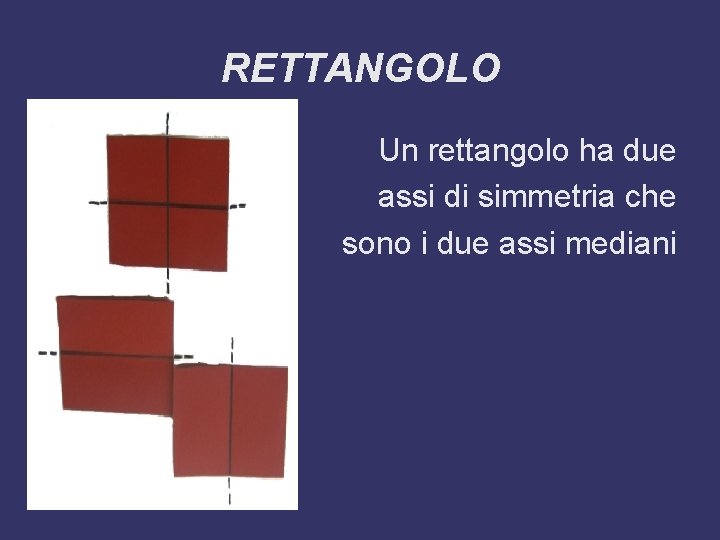 RETTANGOLO Un rettangolo ha due assi di simmetria che sono i due assi mediani