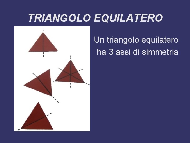 TRIANGOLO EQUILATERO Un triangolo equilatero ha 3 assi di simmetria 