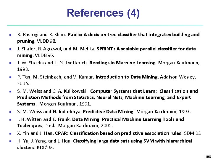 References (4) n n n n n R. Rastogi and K. Shim. Public: A References (4) n n n n n R. Rastogi and K. Shim. Public: A