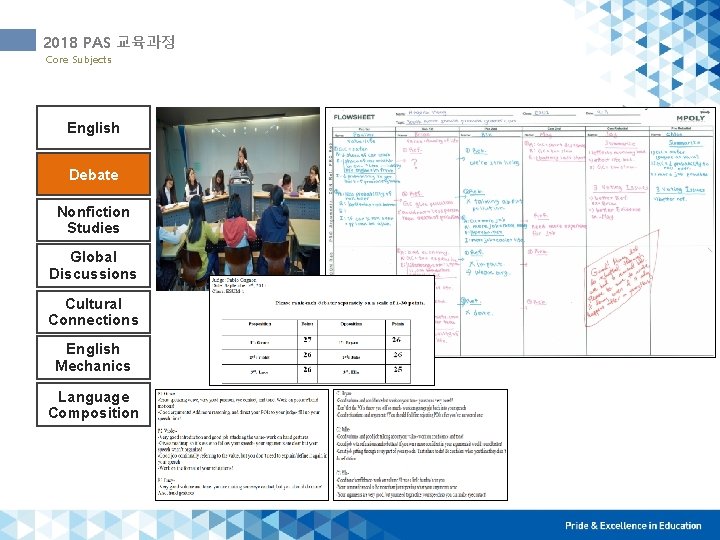 2018 PAS 교육과정 Core Subjects English Debate Nonfiction Studies Global Discussions Cultural Connections English