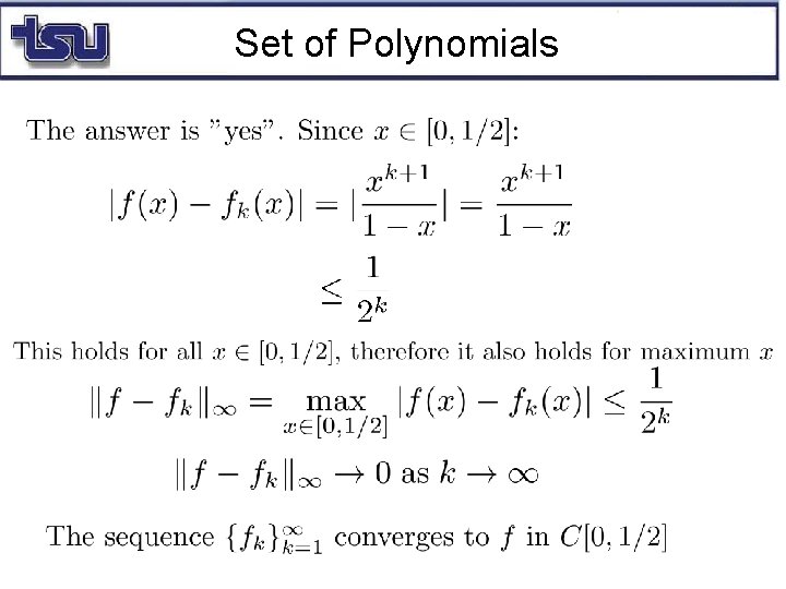 Set of Polynomials 